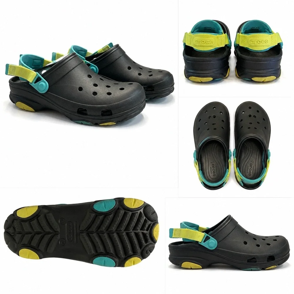 Crocs Classic All-Terrain Clog Mens Size 12 Black Yellow Teal 206340-060 casual